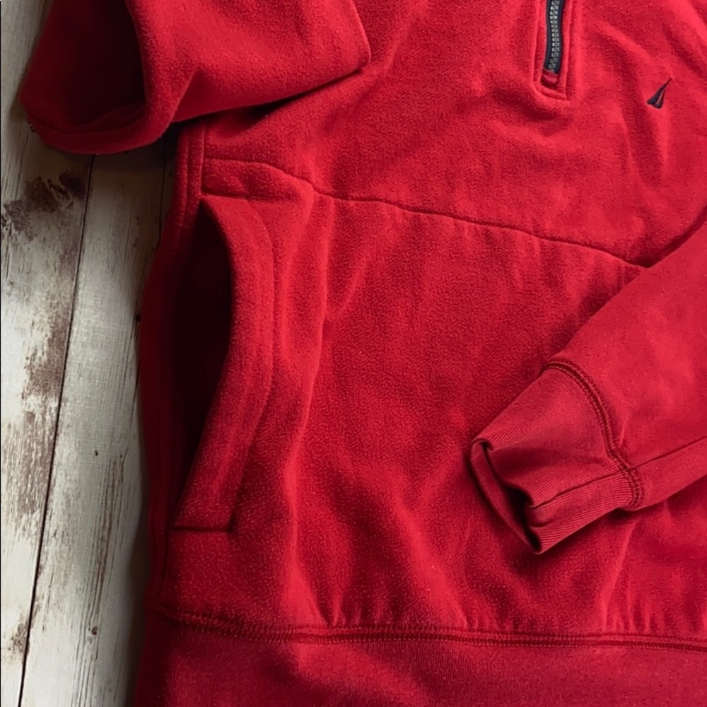 Nautica Men’s Red Blue USA Sailing Quarter-Zip Sweatshirt Sailboat Prep Small - Picture 5 of 9
